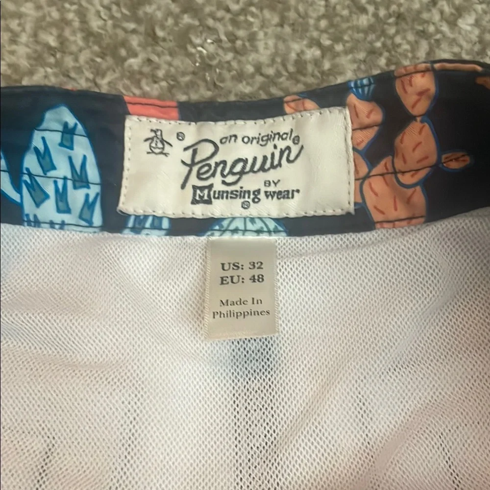 Penguin Cactus Print Men's Swim Shorts